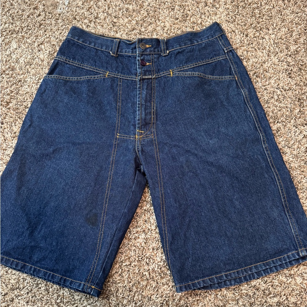 Marithe Francois Girbaud Blue Denim with Yellow Stitching